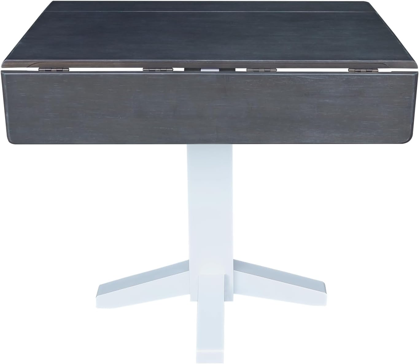 IC International Concepts Solid Wood 36" Square Dual Drop Leaf Dining Table, White/Heather Gray