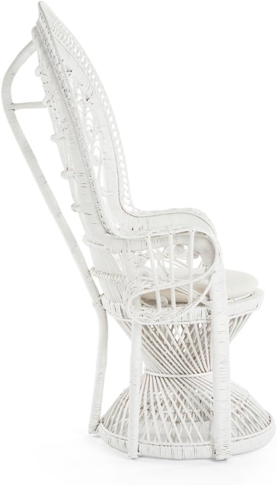 KOUBOO Peacock Grand Peacock Chair, Rattan Chair, Handmade, Accent Chair, Vintage, Retro, Boho, Furniture, Sunroom, White