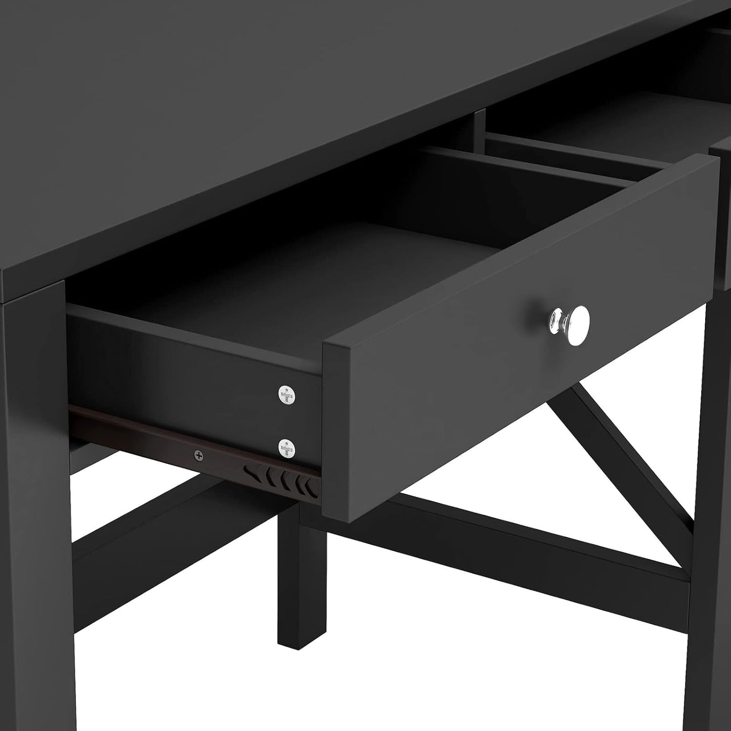 ChooChoo Home Office Desk Writing Computer Table Modern Design Black Desk with Drawers, Makeup Vanity Table