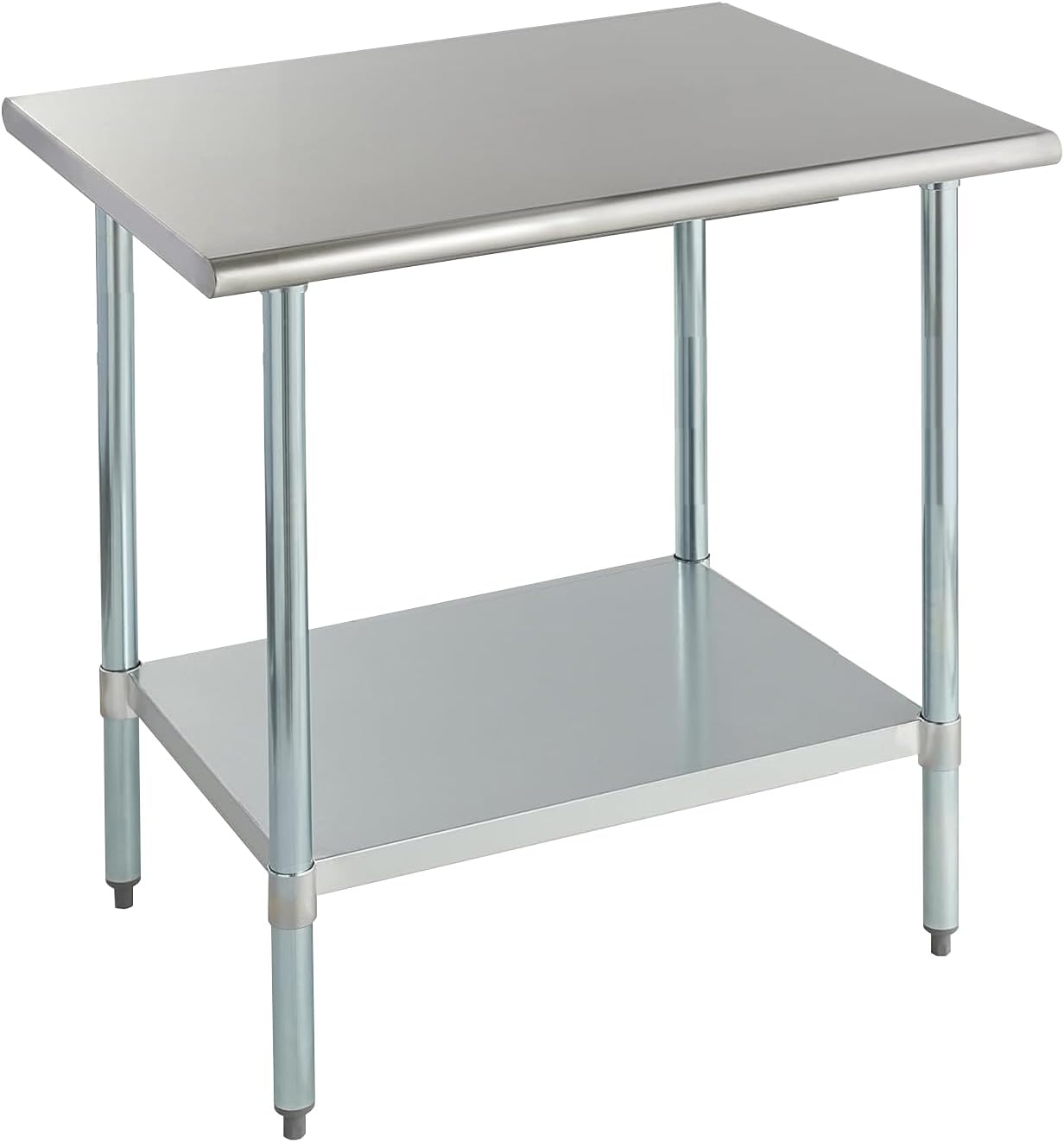 ROCKPOINT Stainless Steel Table for Prep & Work 30x36 Inches, NSF Metal Commercial Kitchen Heavy Duty Table with Adjustable Under Shelf and Table Foot for Restaurant, Home and Hotel