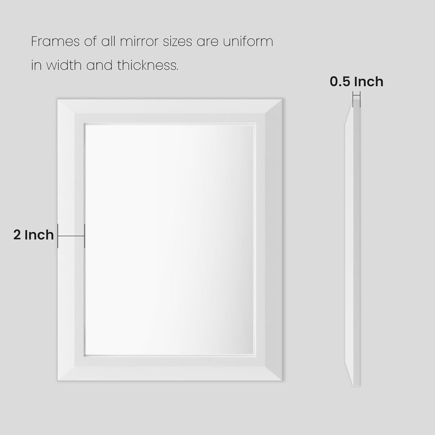 Amorho Bathroom Mirror, 48x30 Inch White Thick Metal Framed Wall Mirrors for Over 2 Sinks, Bedroom, Living Room, Entryway, Large Rectangle Wall-Mounted Mirrors.