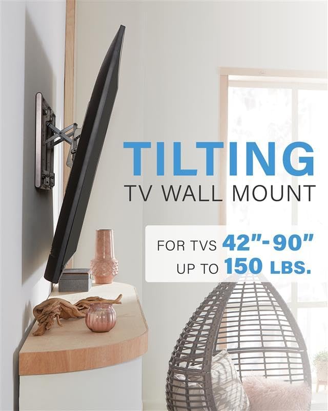 SANUS Tilting TV Wall Mount for 42" to 90" TVs - Universal Wall Mount TV Bracket w/ Low Profile & 12 degree Tilt - DIY Install w/ Included Hardware