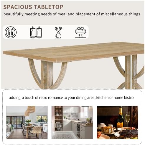 SogesHome 6-Piece Dining Table Set with Upholstered Chairs and Bench, Modern Retro Rectangular Kitchen Table, Rustic Farmhouse Style Decor Dining Table for Dining Room, Breakfast (Natural Wood Wash)