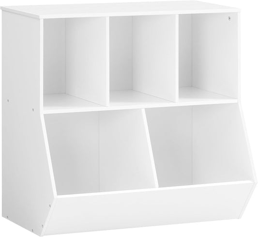HOOBRO Kids Bookshelf, Bookcase Footboard, 31.5" L Toy Storage Cubby, Children's Toy Shelf, Toy Storage Cabinet, Fit for Children's Room, Playroom, Hallway, Kindergarten, White WT328CW01