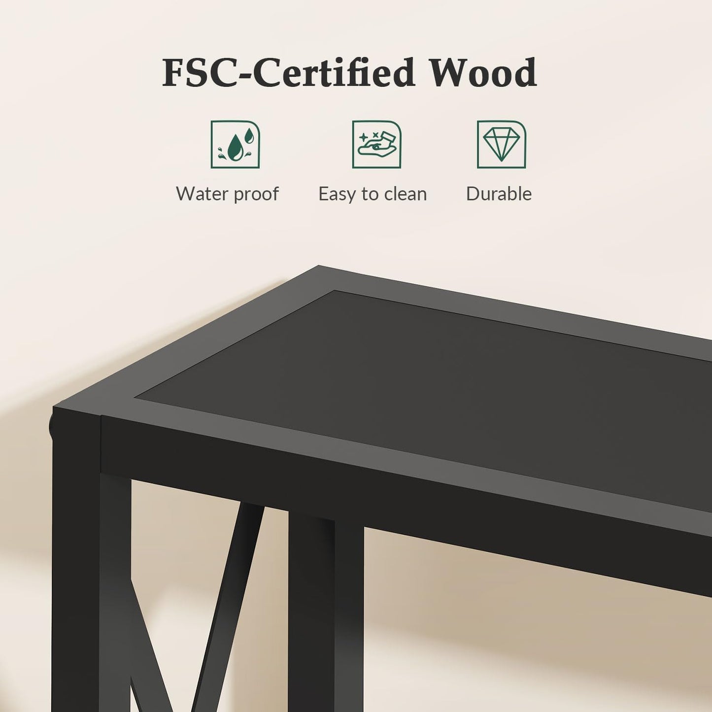 55.1" Narrow Sofa Table, Console Table with Oulets & USB Ports, Entryway Table, Industrial Couch Table for Hallway, Living Room, Bedroom, 6.5 Feet Power Cord,Black