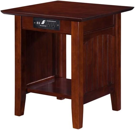 AFI Nantucket End Table with Built-in Charger in Walnut