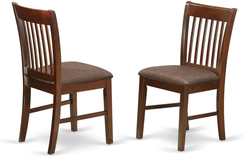 East West Furniture PSNO6C-MAH-C 6 Piece Dining Room Set Contains a Rectangle Kitchen Table with Butterfly Leaf and 4 Linen Fabric Dining Chairs with a Bench, 32x60 Inch, Mahogany