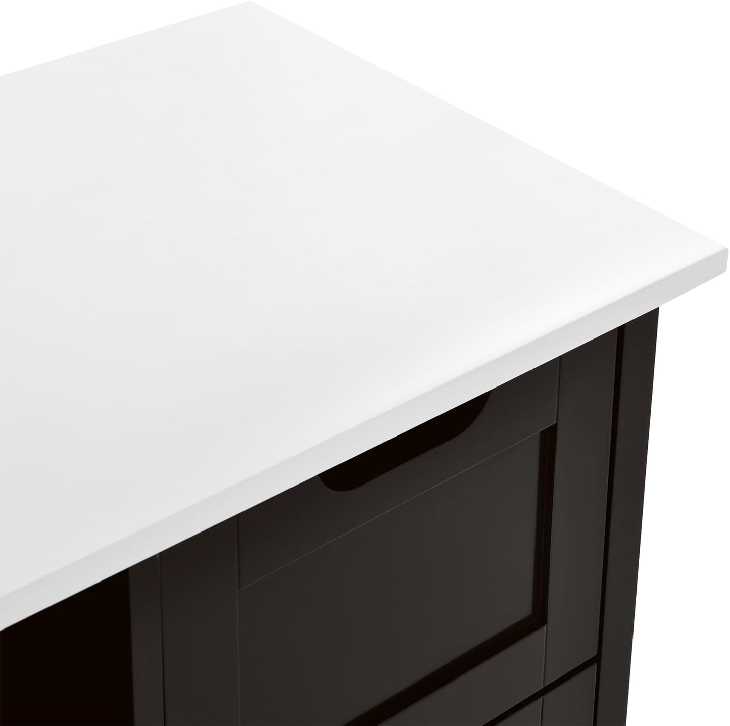 YITAHOME Small Solid Wood Top Kitchen Island Cart on Wheels with Storage, Rolling Portable Dining Room Serving Utility Carts Mobile Movable with 3 Drawers Cabinet, Dark Brown