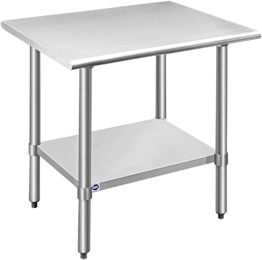 ROCKPOINT Stainless Steel Table for Prep & Work 24x36 Inches, NSF Metal Commercial Kitchen Heavy Duty Table with Adjustable Under Shelf and Table Foot for Restaurant, Home and Hotel