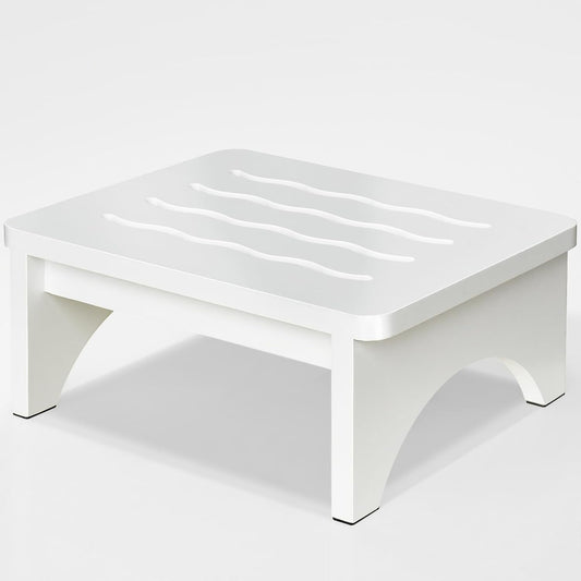 Wooden Step Stool for Adults, One Step Stool with Non-Slip Rubber, 6.9”x 15.7"" Bed Step Stool for High Beds, White Safety Foot Stool for Elderly, Kid