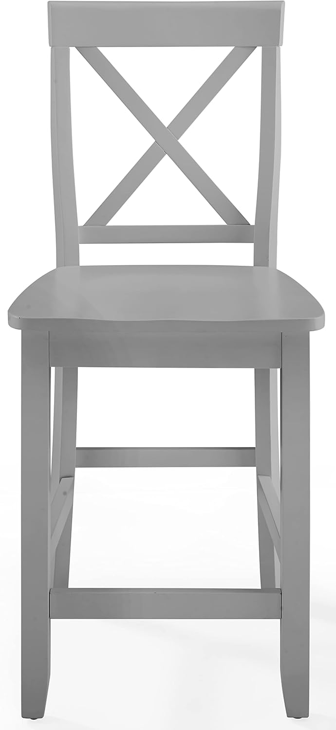 Crosley Furniture X-Back Wood Counter Height Bar Stools Set of 2, Gray, 24-inch