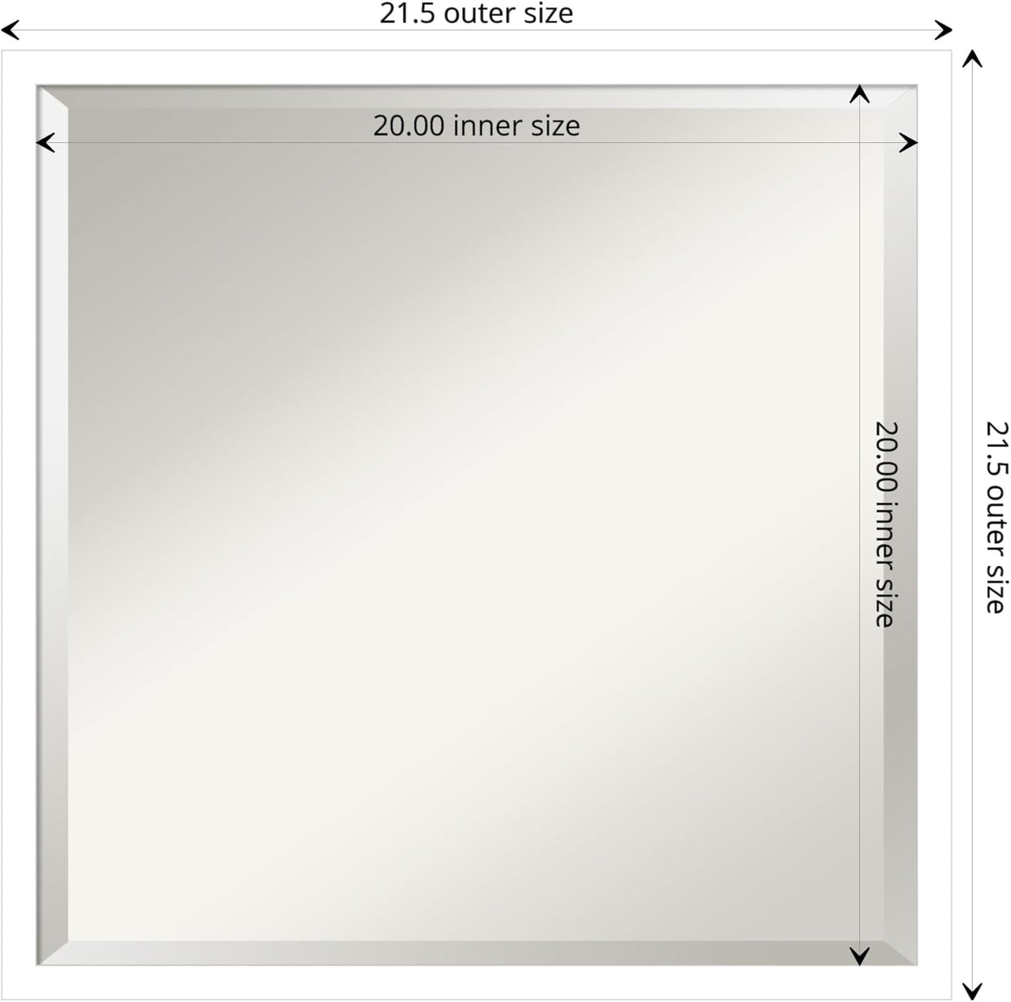 Amanti Art White Bathroom Mirror for Over Sink, 22x22 Svelte White Square Vanity Mirror, Medium Modern Contemporary Wood Frame, Hangs Horizonally and Vertically, Bathroom Wall Decor, Beveled Edge