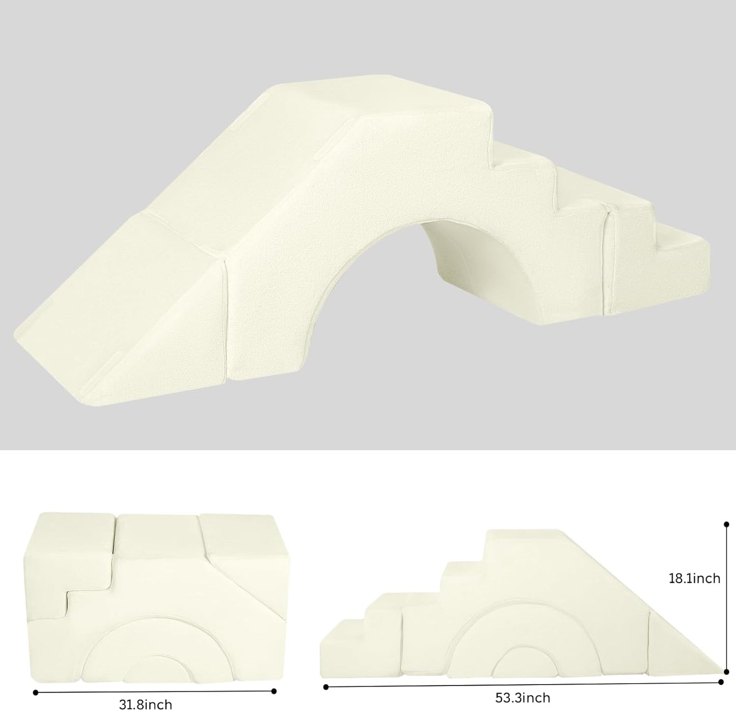 MeMoreCool Foam Climbing Toddler Couch, Modular Kids Sofa with Slide & Stair, Convertible Baby Couch for Playroom, Sectional Furniture for Crawling, Climbing, and Kids’ Play