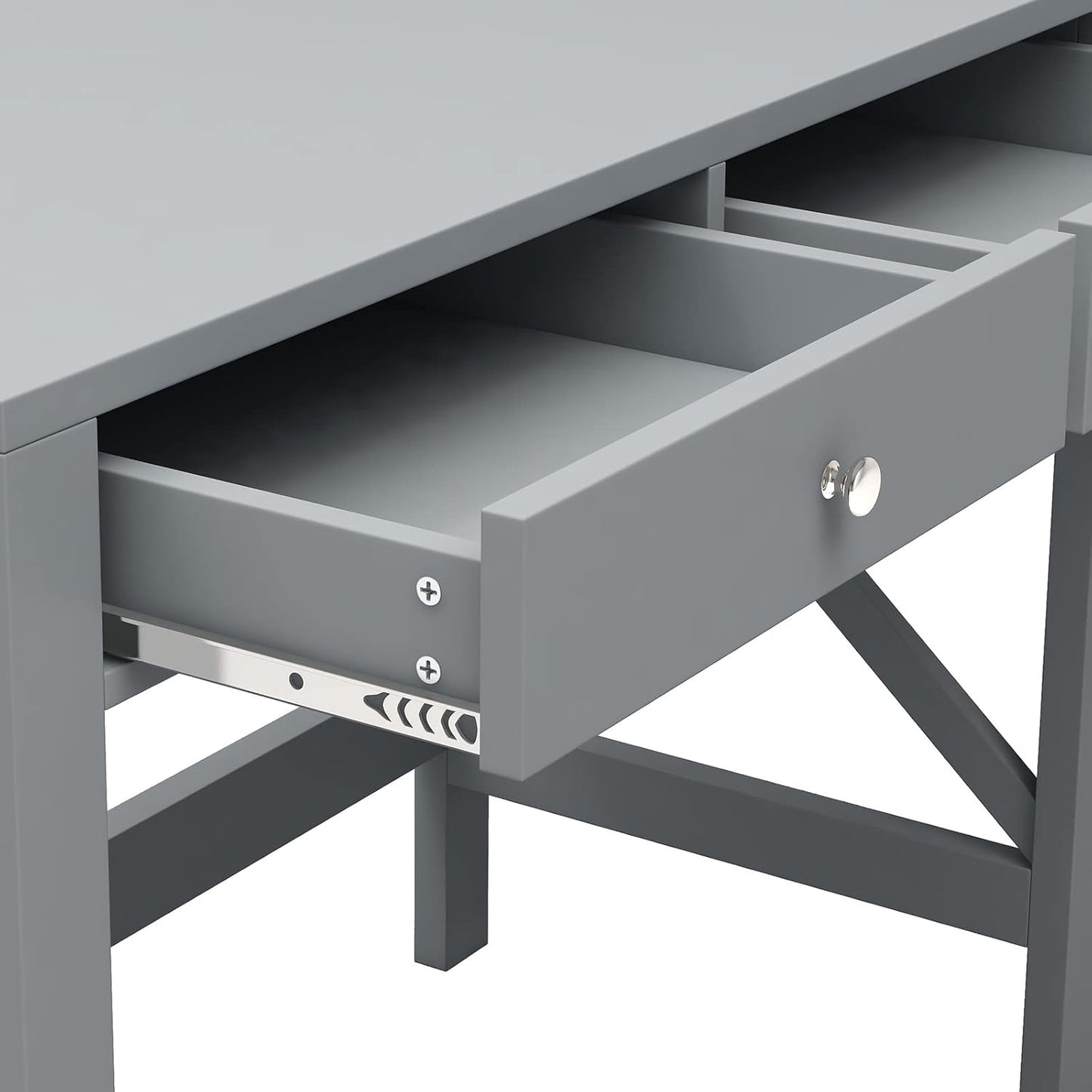 ChooChoo Home Office Desk Writing Computer Table Modern Design Desk with Drawers (Grey)