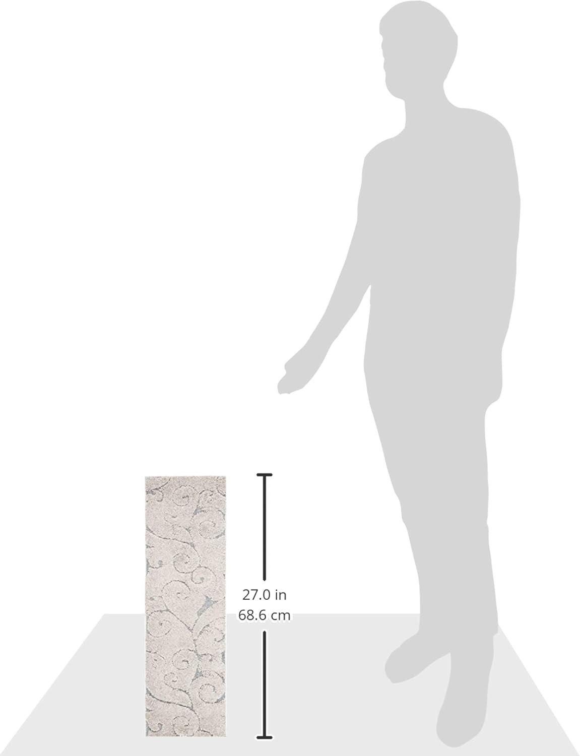 SAFAVIEH Florida Shag Collection Accent Rug - 2'3" x 5', Beige & Blue Grey, Scroll, Non-Shedding & Easy Care, 1.2-inch Thick Ideal for High Traffic Areas in Entryway, Living Room, Bedroom (SG455-1155)