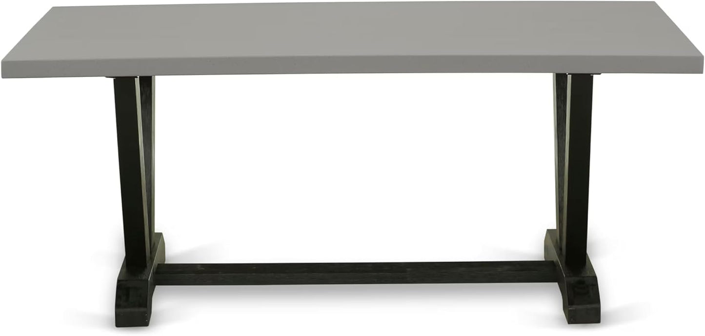 East West Furniture V697DR124-5 5 Piece Dining Room Table Set Includes a Rectangle Dining Table with V-Legs and 4 Black Color Linen Fabric Upholstered Chairs, 40x72 Inch, Multi-Color