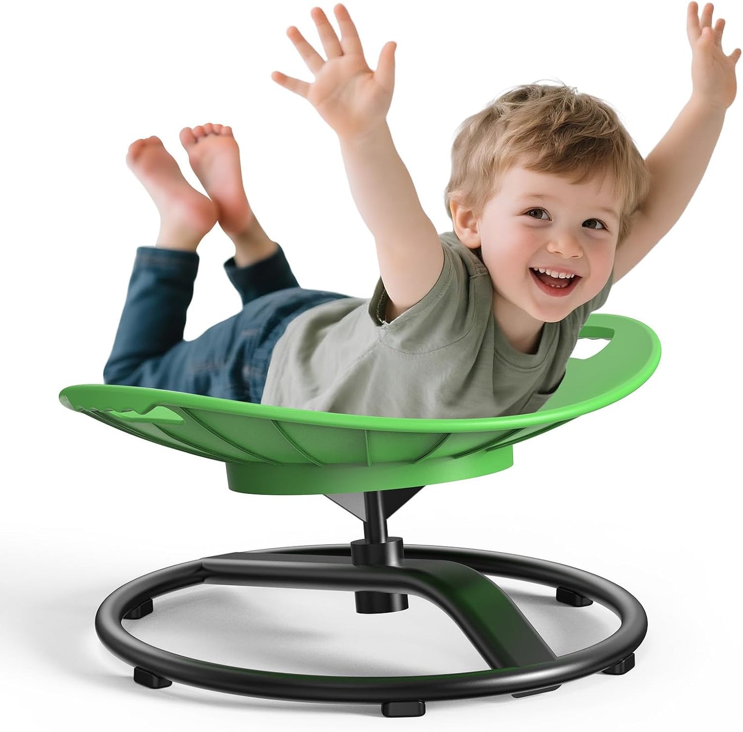 Spinning Chair for Autistic Kids - Safety Handle Sensory Chair for Autistic Children with Non-Slip Design, 3-12 Years Kids Swivel Chairs (Green)
