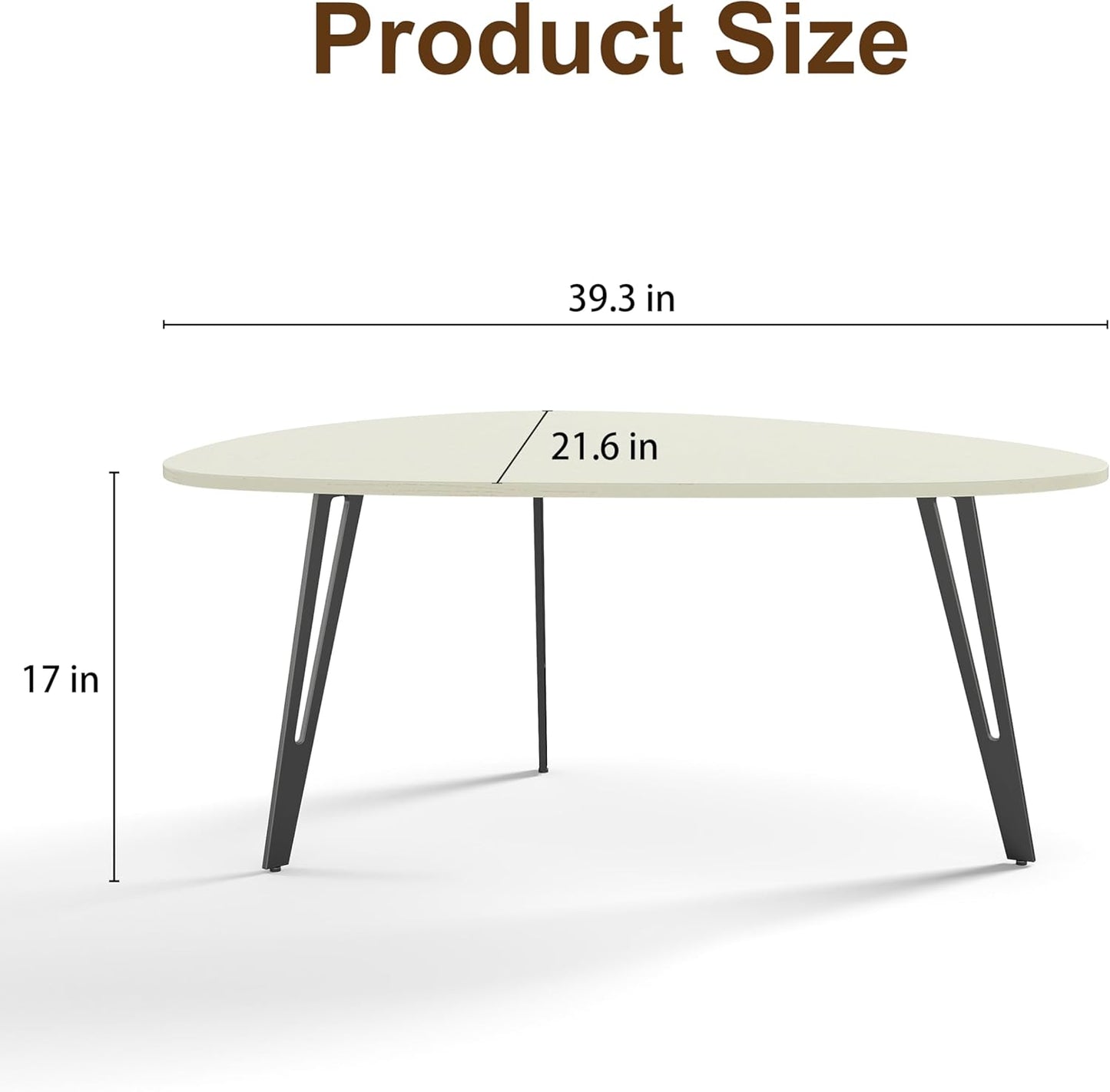Manora Small Oval Coffee Table White, Modern Coffee Tables for Living Room, Office Coffee Table Small Space, Minimalist Center Table, Tea Table, Easy Assembly