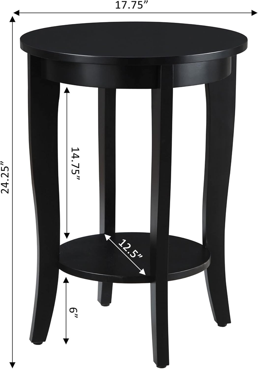 Convenience Concepts American Heritage Round End Table, Black