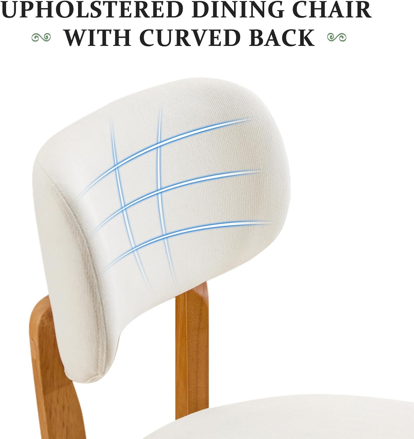 Furniliving Wooden Dining Chairs Set of 6, Mid-Century Modern Linen Upholstered Kitchen Chair with Solid Oak Wood, Farmhouse Dining Room Chairs, Beige