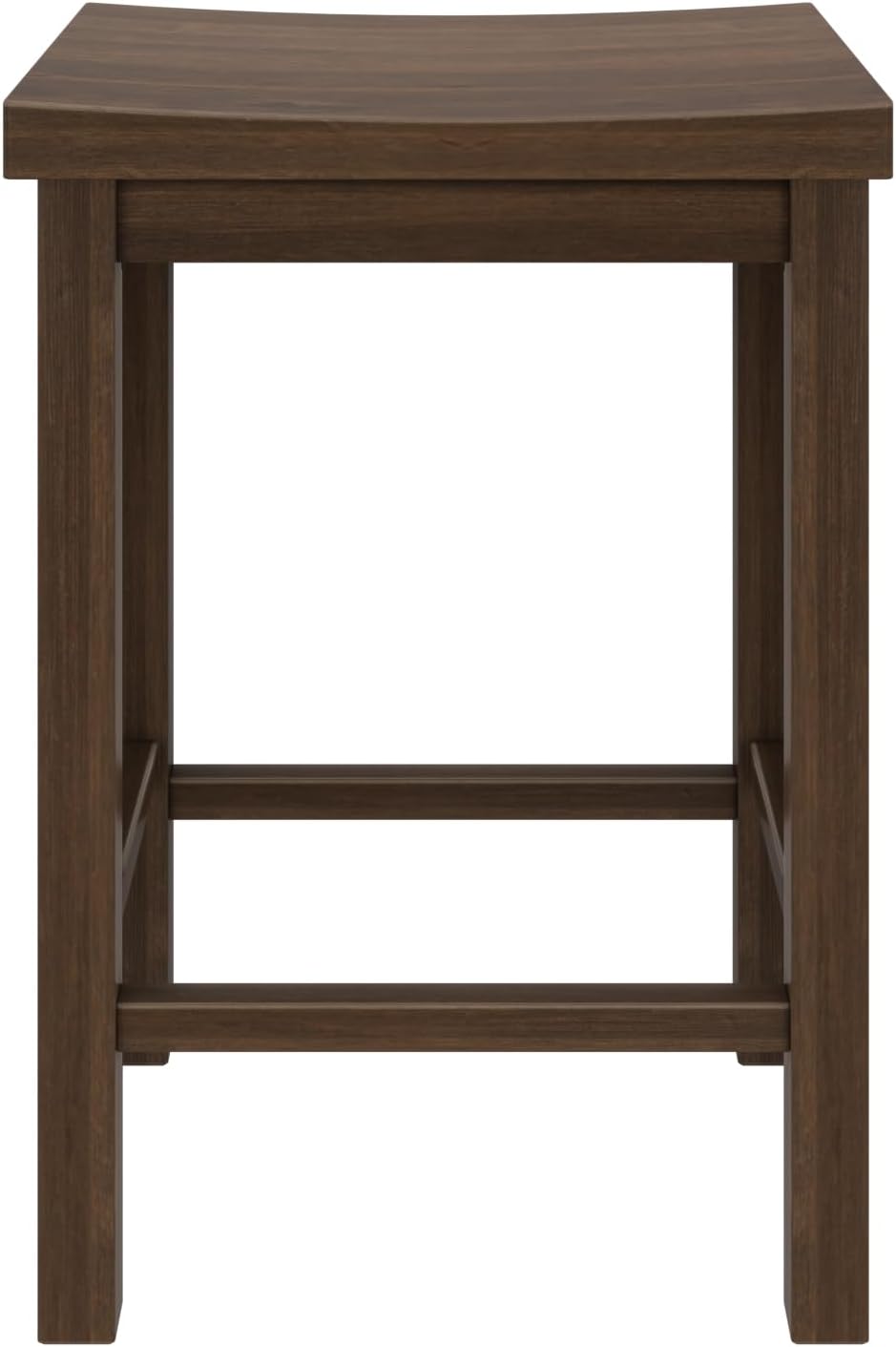 Grain & Grove Smith Collection Solid Wood Counter Height Bar Stool, 24-Inch Saddle Seat Backless Stool, Ideal for Kitchen Island, Dining, or Home Bar Seating, Walnut