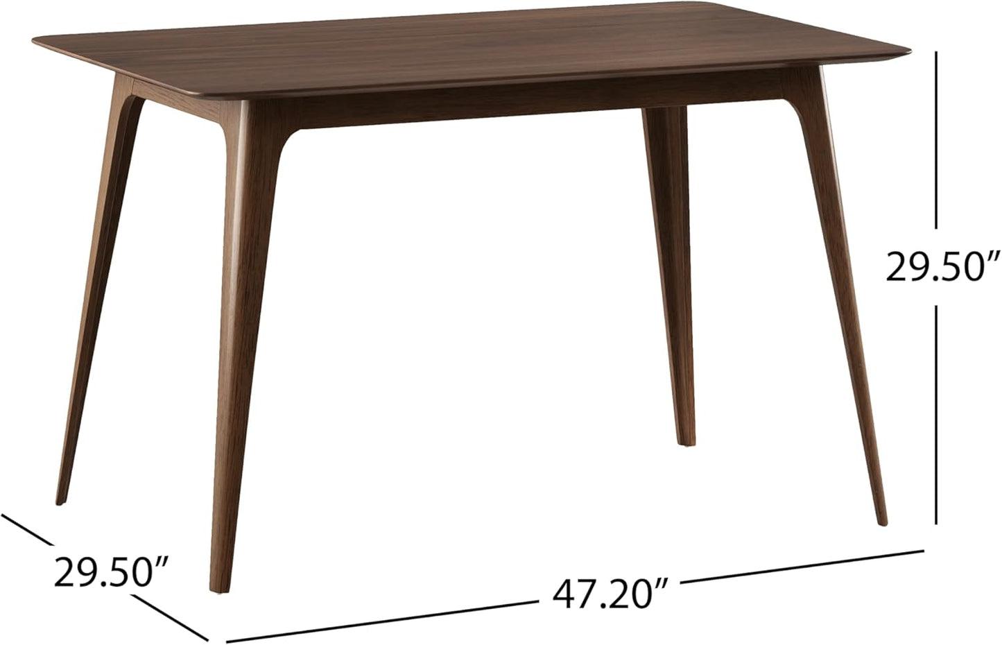 Dining Table Set for 4, Solid Rubberwood Upholstered Chairs, Mid-Century Modern Kitchen Furniture for Home, Dining/Living Room, Walnut+Beige