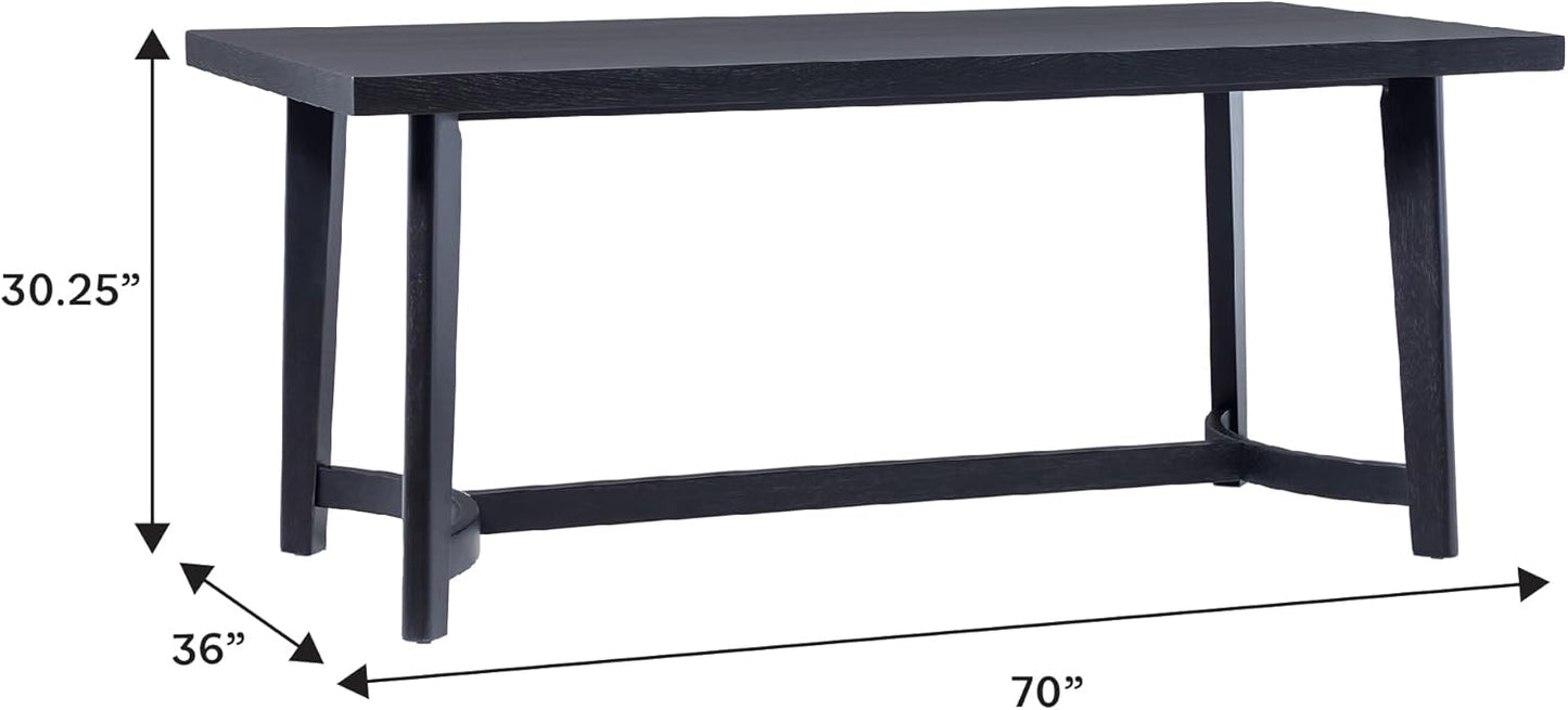Walker Edison Modern Farmhouse Rustic Solid Oak Wood Rectanglular Dining Table for 6 - Black Oak