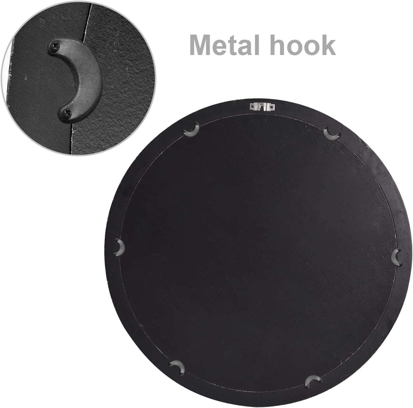 Sawsile Round Decorative Circle Farmhouse Style Mirror - 18inch Rustic Natural Wooden Frame Beads for Bedroom, Bathroom, Living Room or Entryway