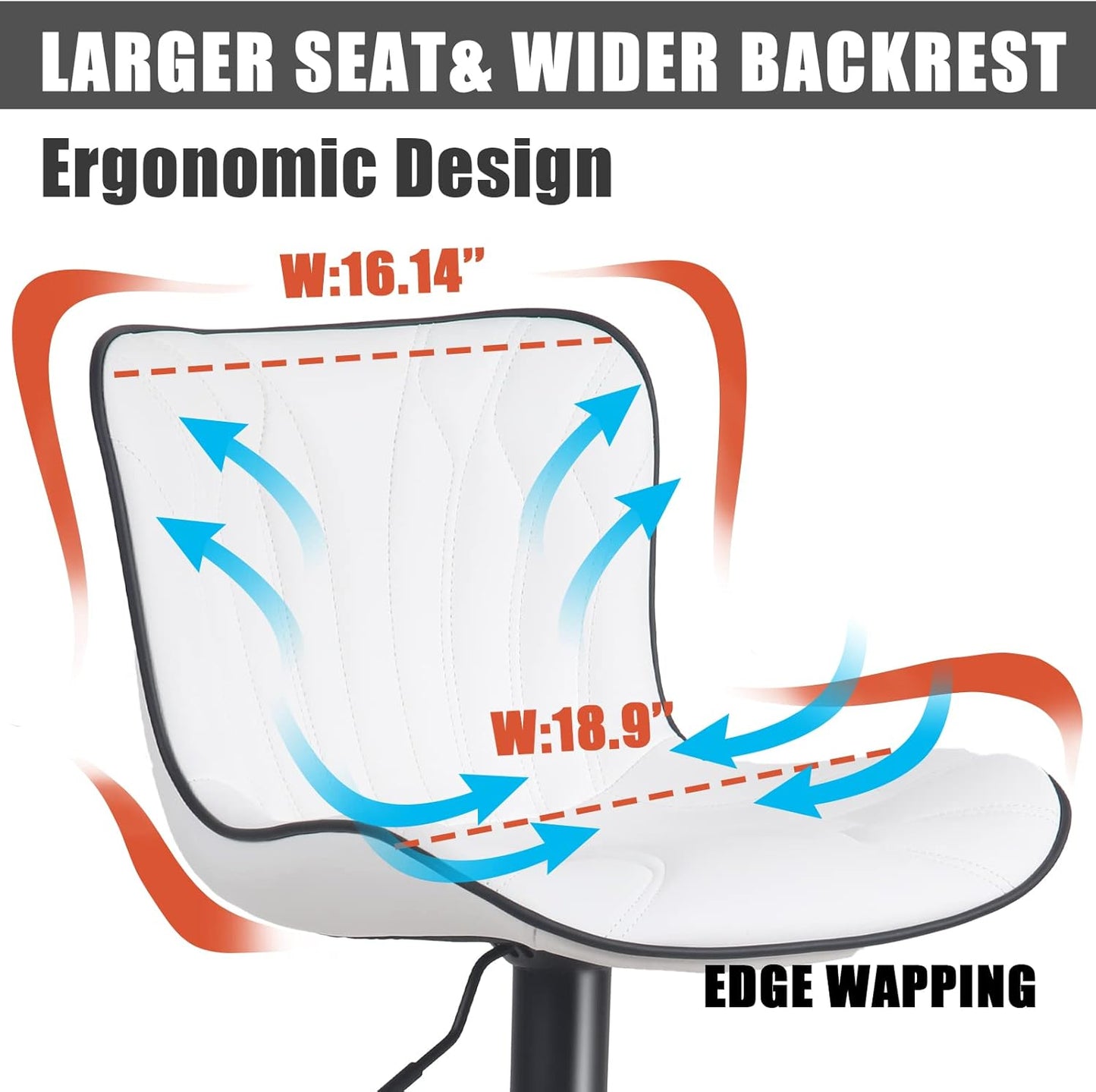 YOUNIKE Single White Bar Stools Modern Swivel Counter Height Bar Chair with Back Adjustable Kitchen Island Faux Leather Padded Barstools taburetes de bar Breakfast sillas para barra de cocina 1PCS