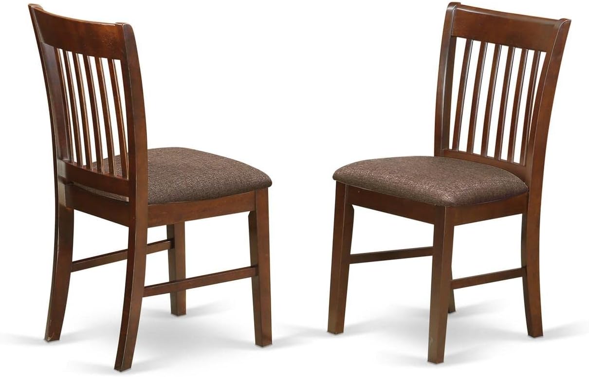 East West Furniture PSNO5-MAH-C 5 Piece Kitchen Table & Chairs Set Includes a Rectangle Dining Table with Butterfly Leaf and 4 Linen Fabric Dining Room Chairs, 32x60 Inch, Mahogany