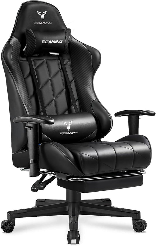 Gaming Chair with 3D Adjustable Armrests, Cow Print Design, Ergonomic Office Chair with High Back, Computer Chair with Footrest,Comfy Diamond Stitching Sest, Game Chair for Adults