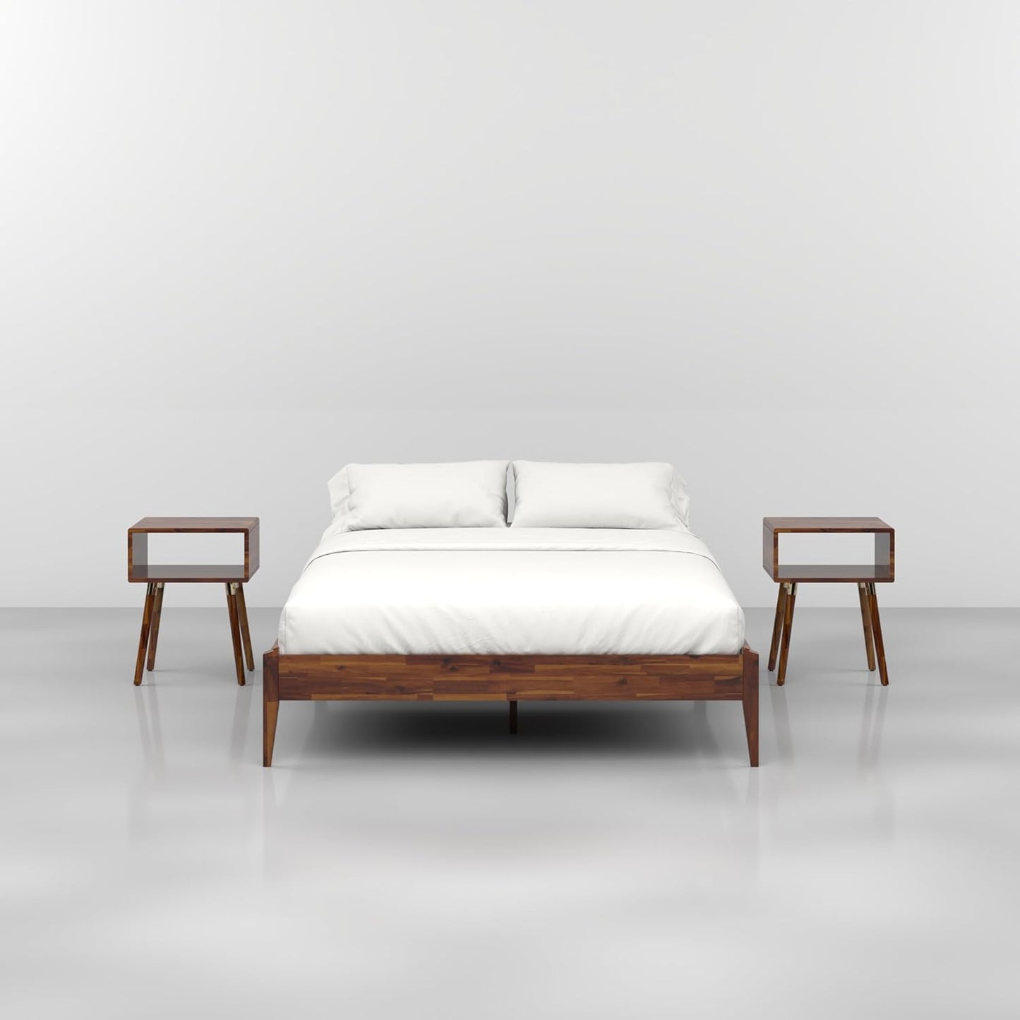 Bme Dinkee 15-Inch Solid Wood Queen Platform Bed Frame - Japanese Joinery, Minimalist Style - Wood Slats, Easy Assembly, No Box Spring Needed - Chocolate