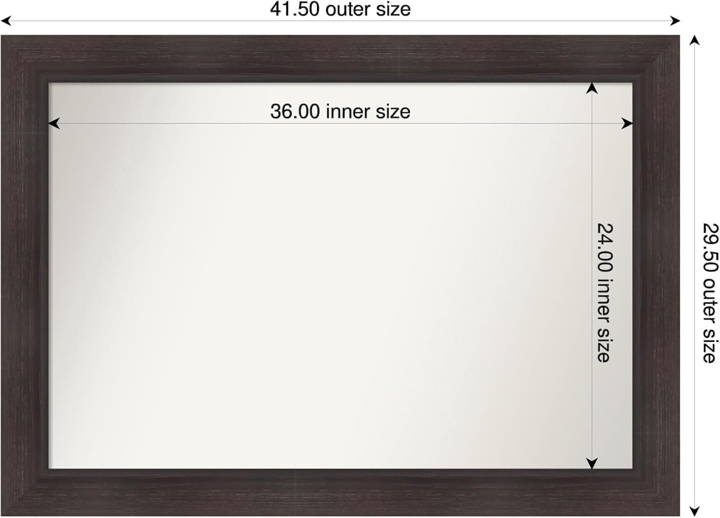 Amanti Art Brown Bathroom Mirror for Over Sink, 30x42 Sloped Espresso Rectangle Vanity Mirror, Large Modern Contemporary Frame, Hangs Horizonally and Vertically, Bathroom Wall Decor, Non-Beveled Edge