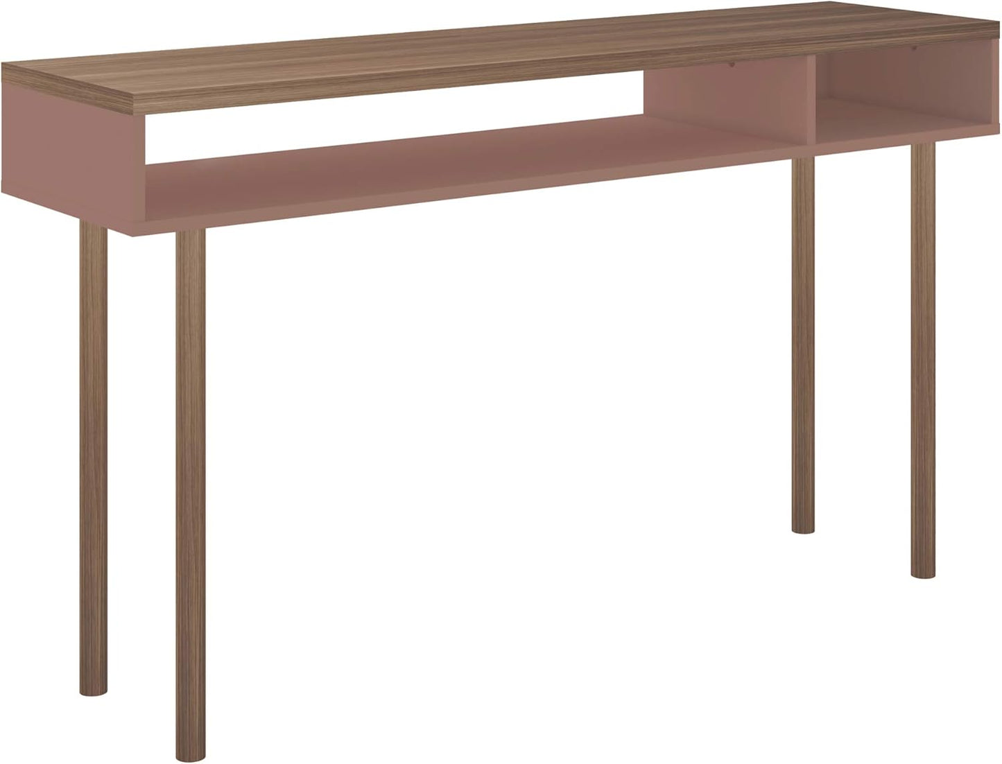 Manhattan Comfort Windsor Modern 2 Shelves Entryway Accent Console Table, 47.24", Ceramic Pink and Nature