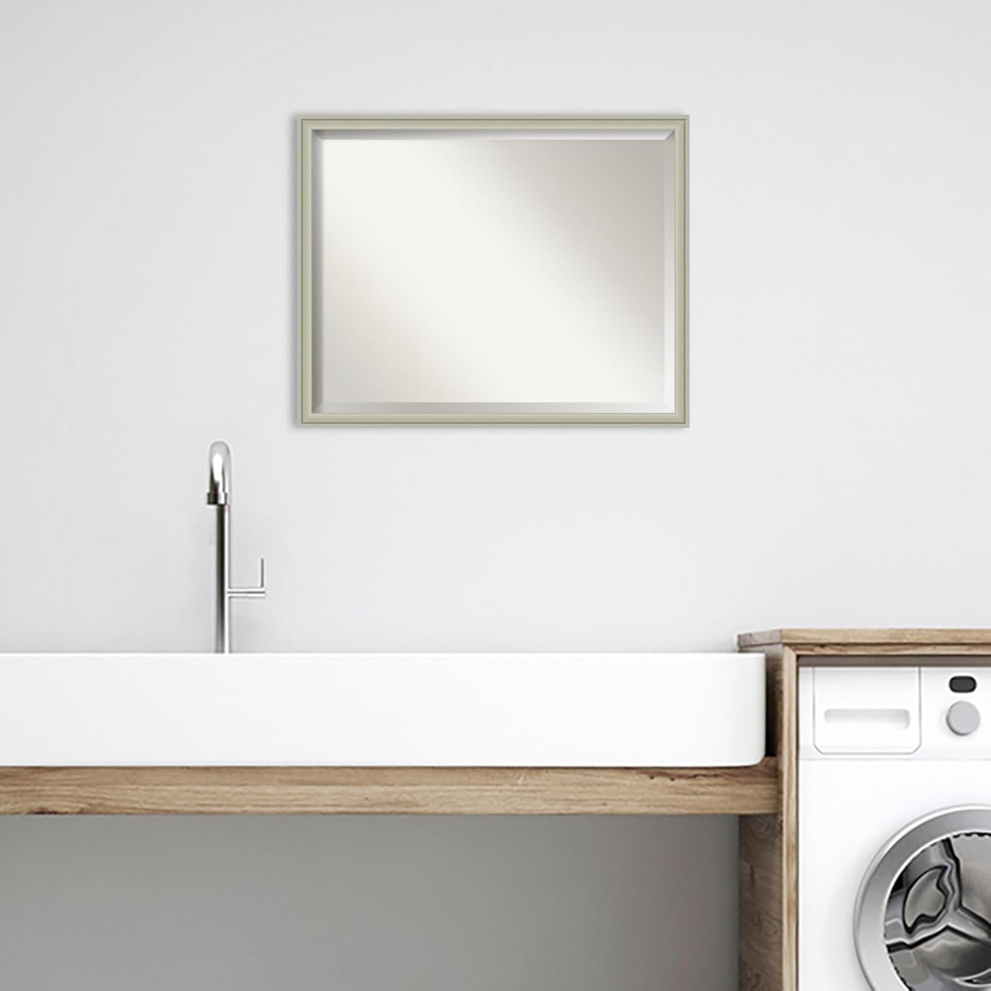 Amanti Art Silver Bathroom Mirror for Over Sink, 24x30 Florence Silver Rectangle Vanity Mirror, Large Casual Frame, Hangs Horizonally and Vertically, Bathroom Wall Decor, Beveled Edge from WI, USA