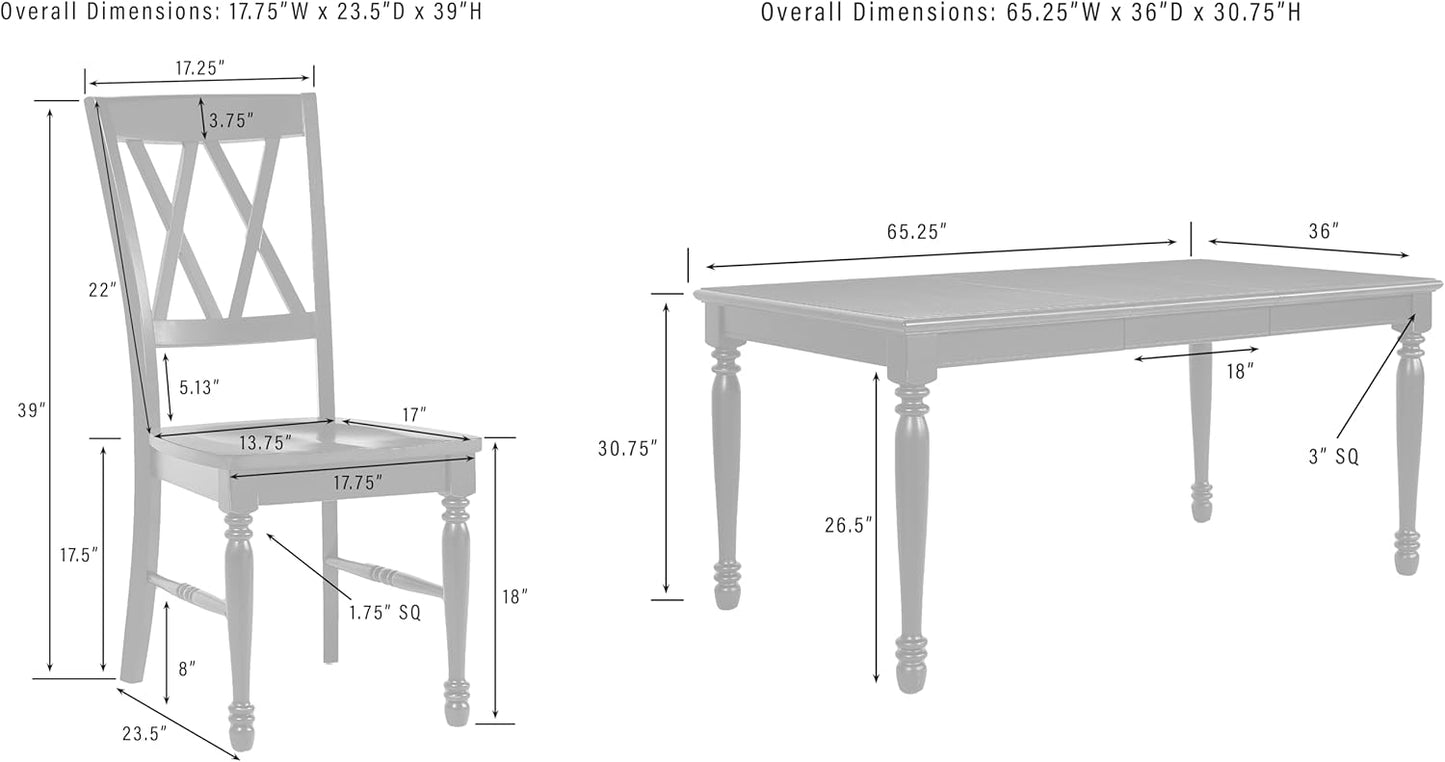 Crosley Furniture Shelby 5-Piece Traditional Dining Table Set for 4, Dinner Tables with Kitchen Chairs, Navy/Dark Cherry