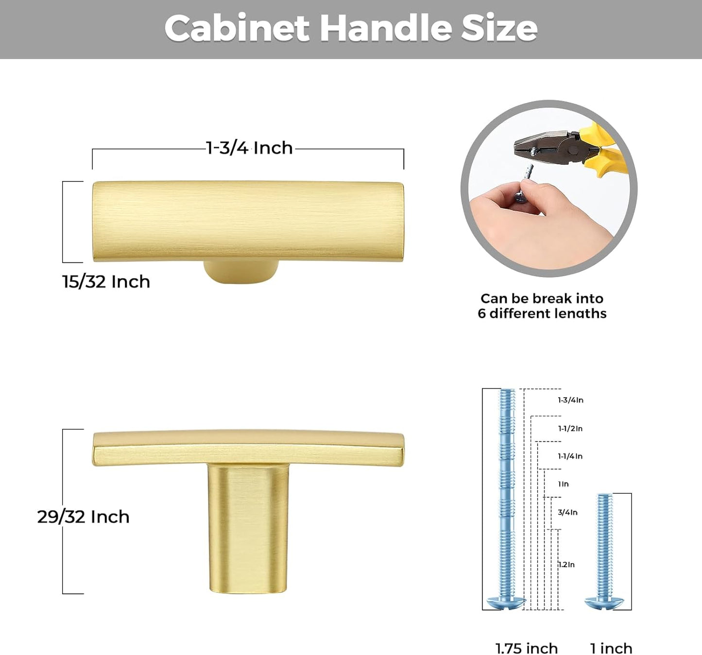 30 Pack Cabinet Handles Single Hole - Curved Cabinet Knobs Brushed Brass Drawer Pulls for Kitchen Cupboard Solid Pulls for Dresser Drawer Arch Closet Hardware