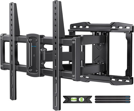 UL Listed Full Motion TV Wall Mount Bracket for Most 37-86 inch TVs, Swivel Tilt Extension Level TV Mount, Max VESA 600x400mm, Holds up to 132lbs & 16" Wood Studs with Hole Drilling Template