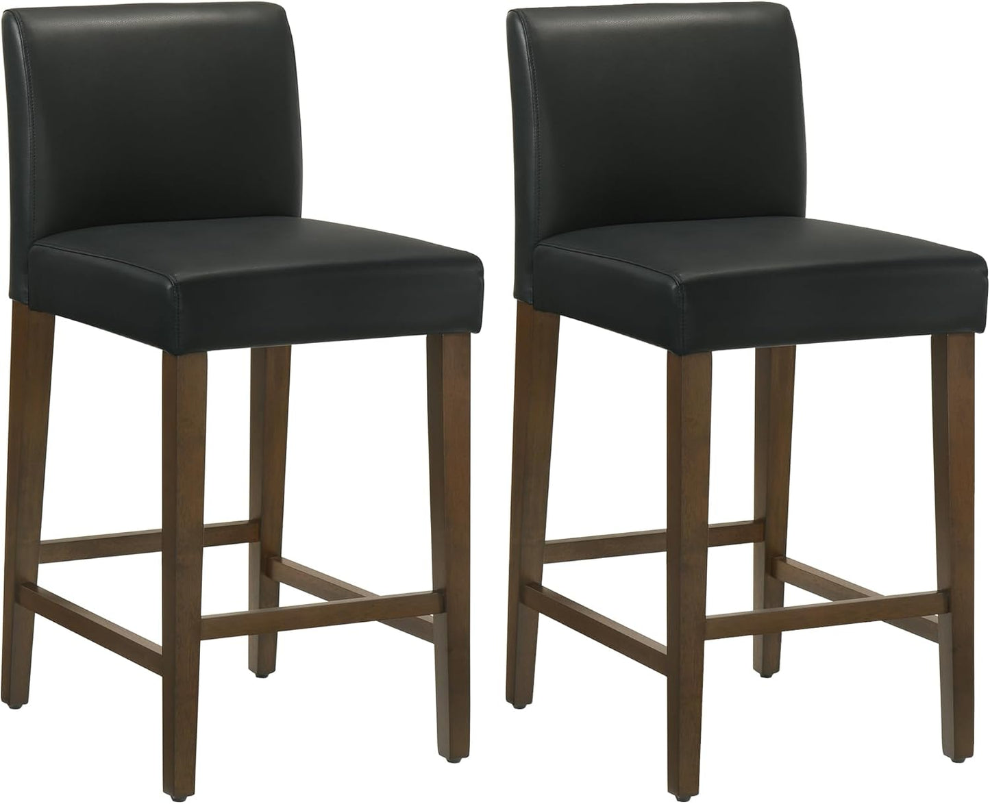 CHITA Counter Height Bar Stools Set of 2, 27" H Seat Height Upholstered Barstools, PU Leather in Black