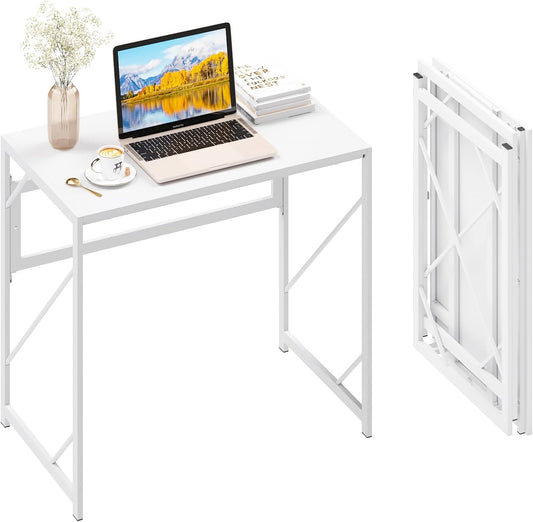 Elephance Folding Desk Writing Computer Desk for Home Office, No-Assembly Study Office Desk Foldable Table for Small Spaces
