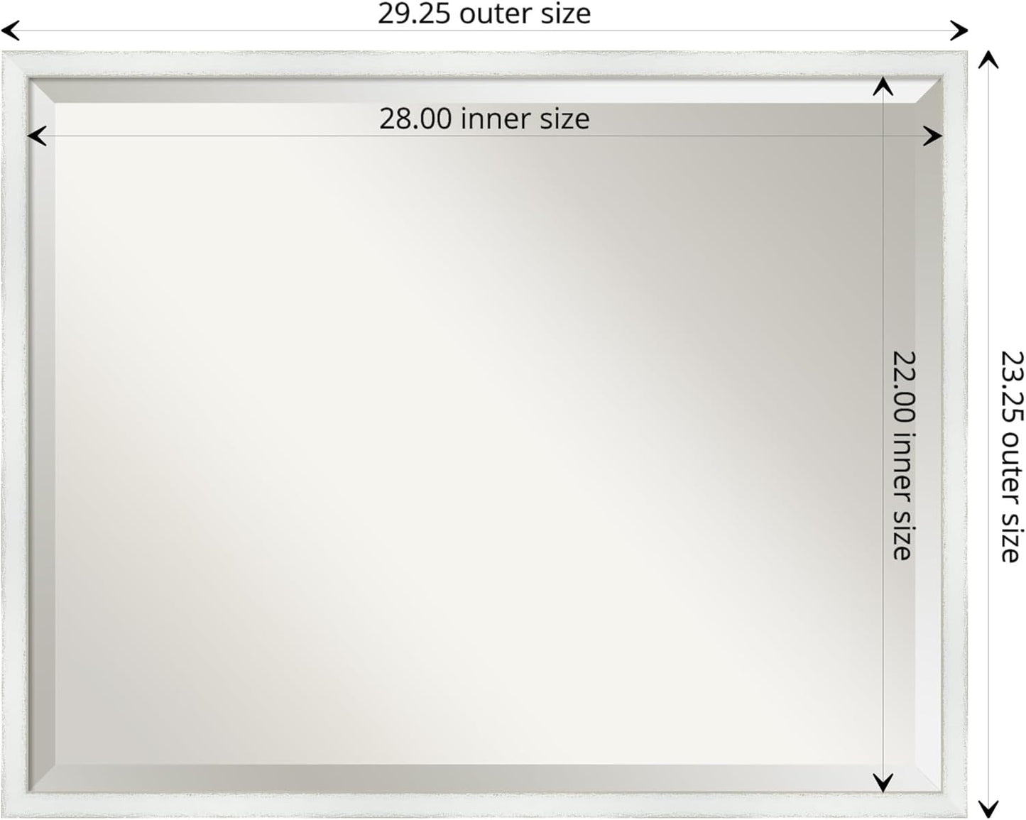 Amanti Art White Bathroom Mirror for Over Sink, 23x29 Breeze Distressed White Rectangle Vanity Mirror, Large Country Rustic Wood Frame, Hangs Horizonally and Vertically, Bathroom Wall Decor, Beveled