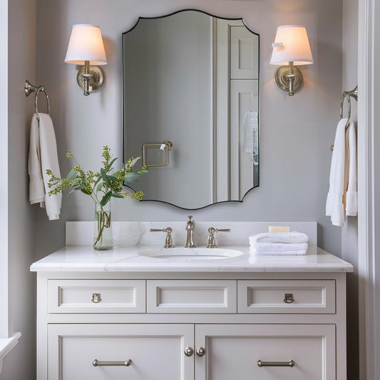 ANDY STAR Chrome Mirror 24x36, Polished Silver Bathroom Mirror, Modern Wavy Mirror with Sophisticated Curved Design, SUS304 Anti-Rust, 1’’ Deep Wall-Mounted Vertically/Horizontally