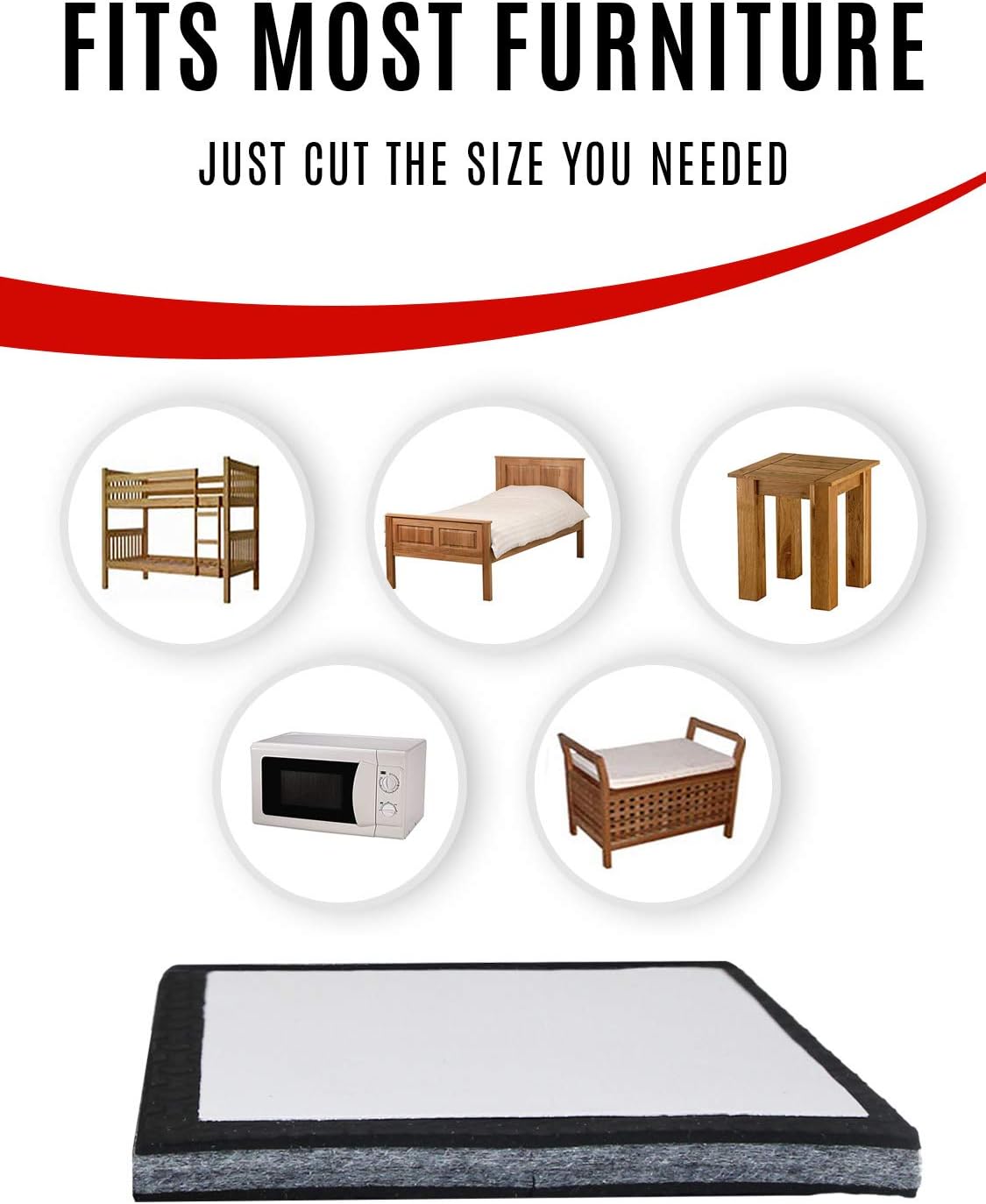 SlipToGrip Non Slip Furniture Pad Grippers - Stops Slide - Multi Size (4 Pads) - Make 4", 1", 2", etc.- Pre-Scored Multiple Sizes - 3/8" Felt Core - Anti Slip - No Nails, No Glue.