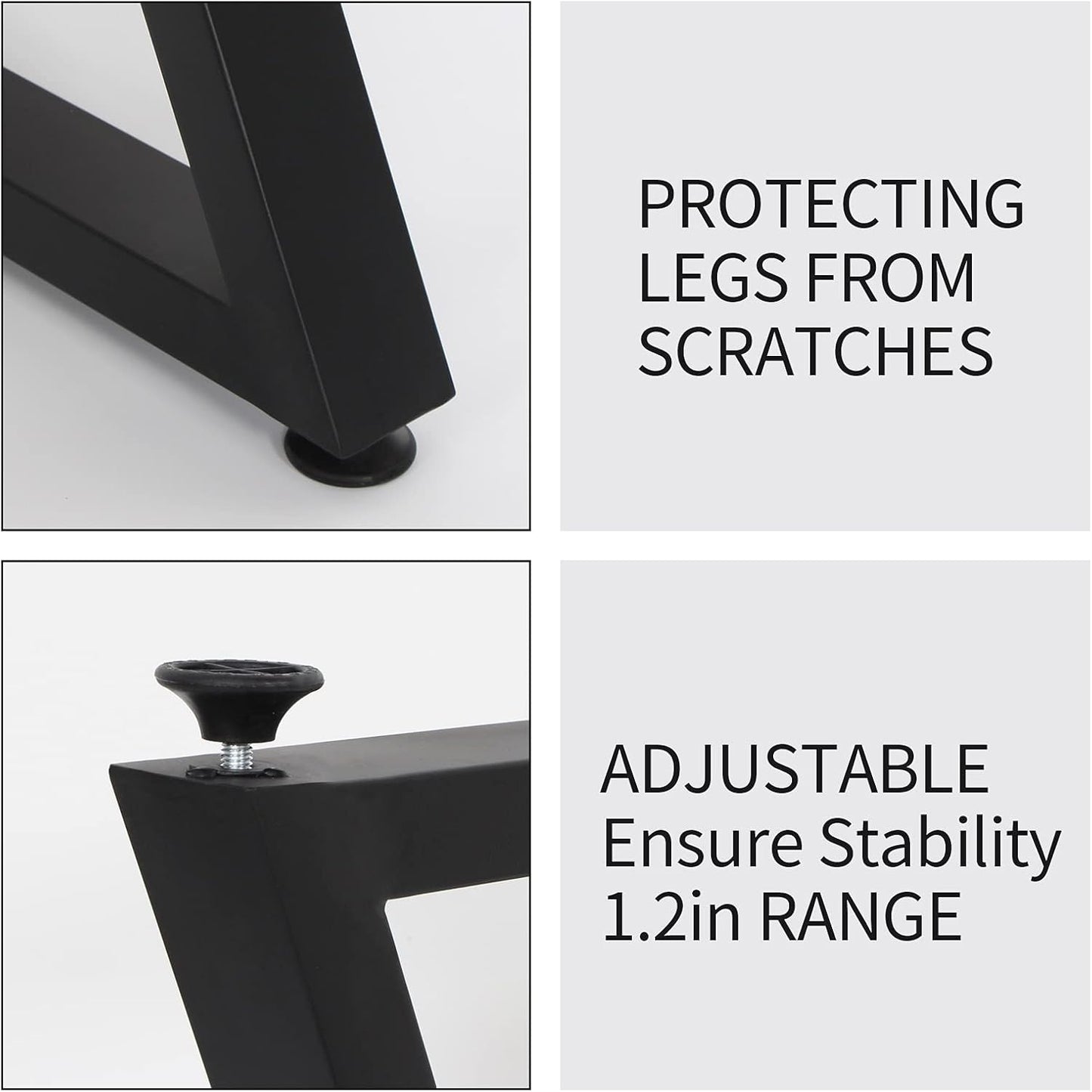 SSS Furniture Metal Table Legs Heavy Duty Industrial Table Base, 28 inch Height 19.7 inch Wide Black Metal Furniture Legs Modern Dining Coffee Table Legs DIY Desk Legs Set of 2