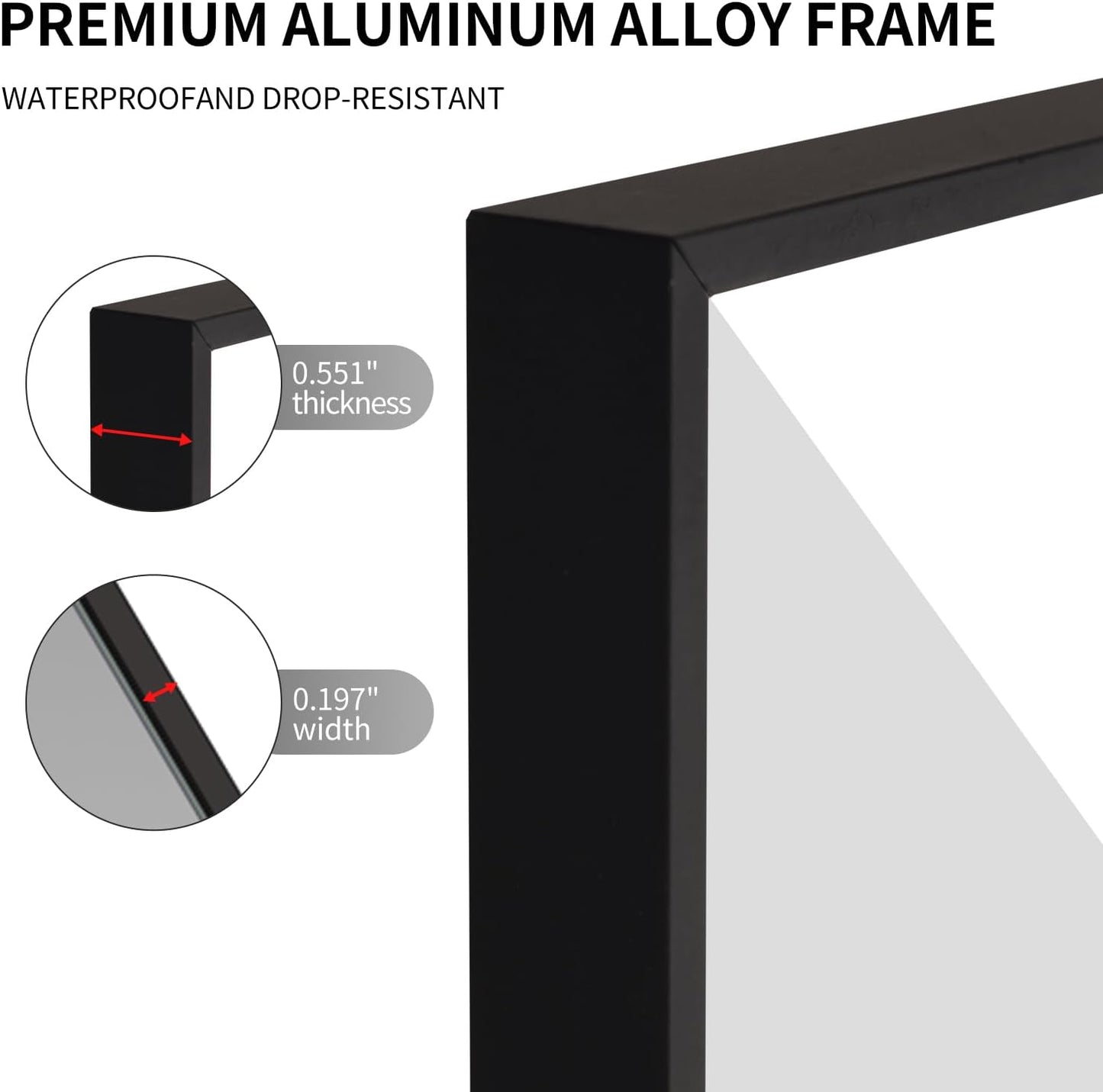 Black Bathroom Mirror for Wall, Rectangle Mirrors with Metal Frame, Modern Vanity Wall Mirror Decor for Entryway Hangs, Bathroom Living Room Horizontal or Vertical (Black, 36" L x 30" W)