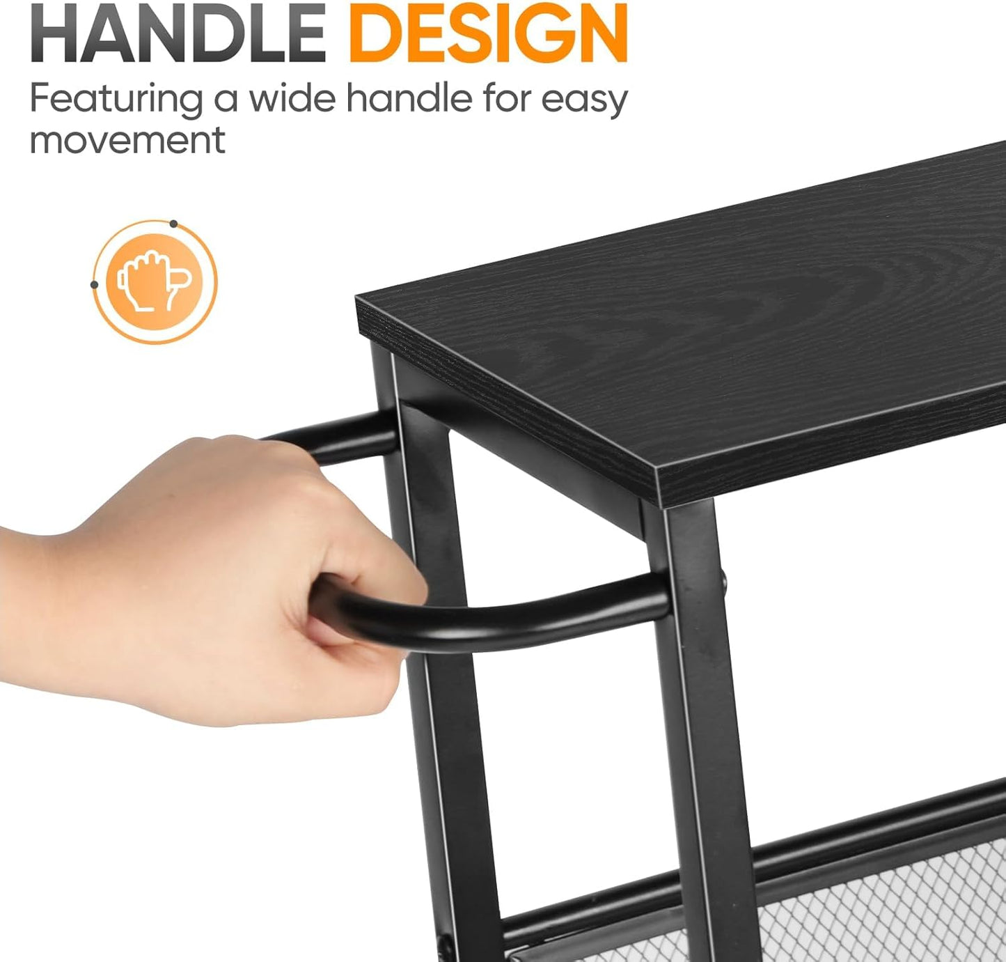 MOOACE Slim Storage Cart, 5 Tier Kitchen Rolling Carts with Wheels, Metal Narrow Cart Utility Cart Mobile Shelving Unit for Bathroom Organizer Kitchen Office Laundry Room, Black