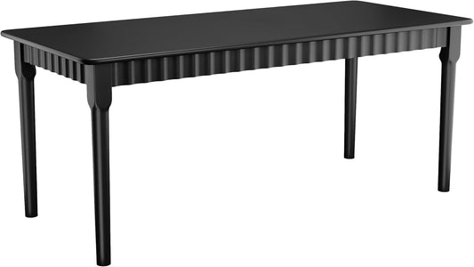 70.8 Inch Solid Wood Dining Table for 6-8, Farmhouse Table with Smooth Surface, Large Rectangular Kitchen Dinner Table for Restaurant, Living Room, Kitchen, Easy Assembly, Black