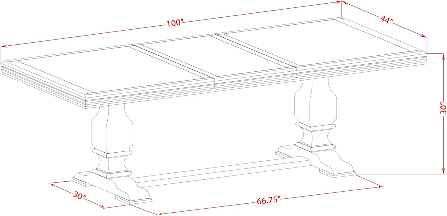 Luxe by East West Furniture - NKT-AWA-TP - a Mid-Century Dining Table with Removable Rectangular Tabletop – Antique Walnut