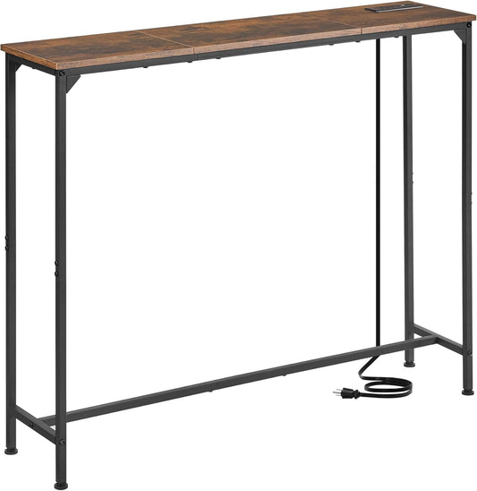 Console Table, Narrow Entryway Table, Thin Sofa Table, Behind Couch Table,for Hallway, Bedroom, Living Room, Foyer, 9.4 x 39.4 x 31.5 Inches, Rustic Brown