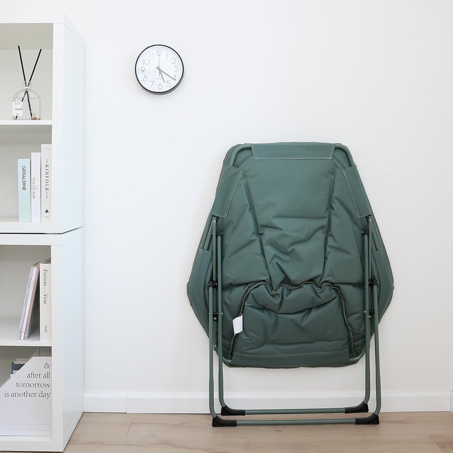 Hexagon Foldable Living Room Chair, Saucer Chair for Adults, Comfy Bedroom Lounge Chair, Moon Chair, Lazy Folding Chair for Dorm Rooms (Chair-Green)